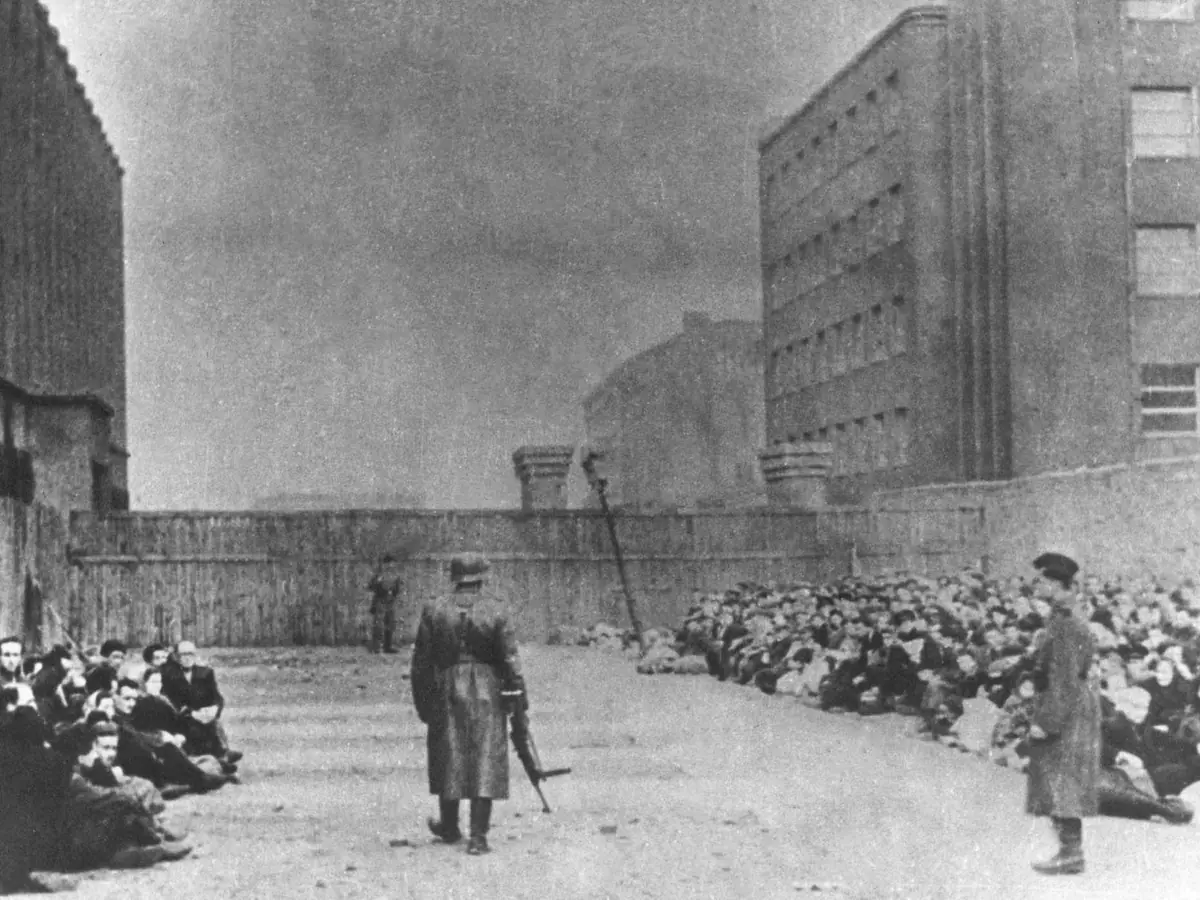 Umschlagplatz in Warsaw in 1942: Jews gathered for deportation to Treblinka