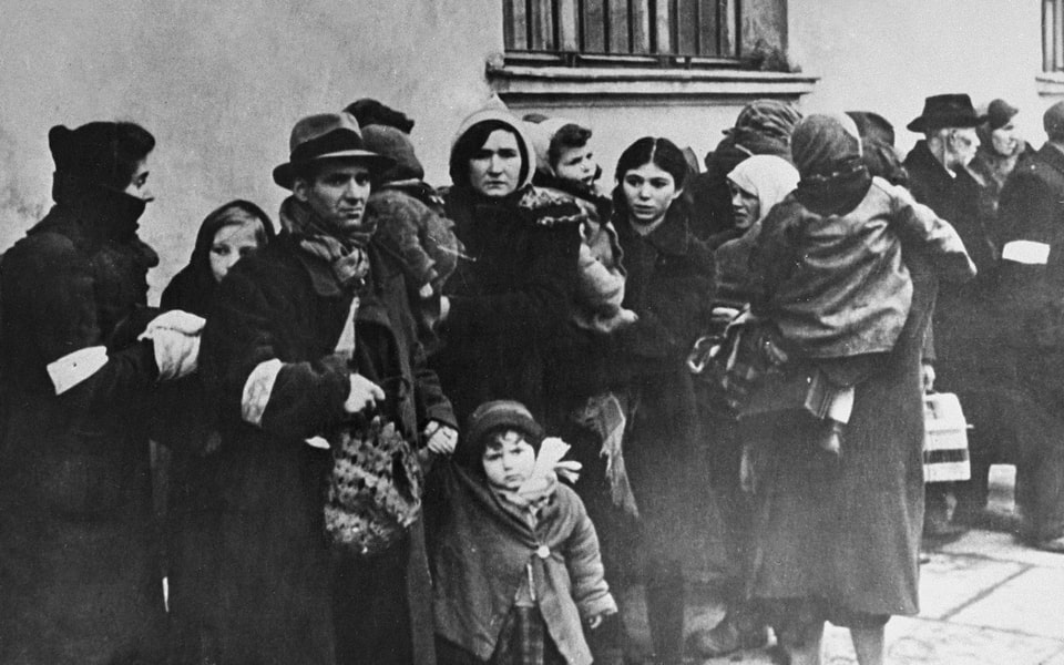 Jews from the Krakow ghetto are assembled for deportation