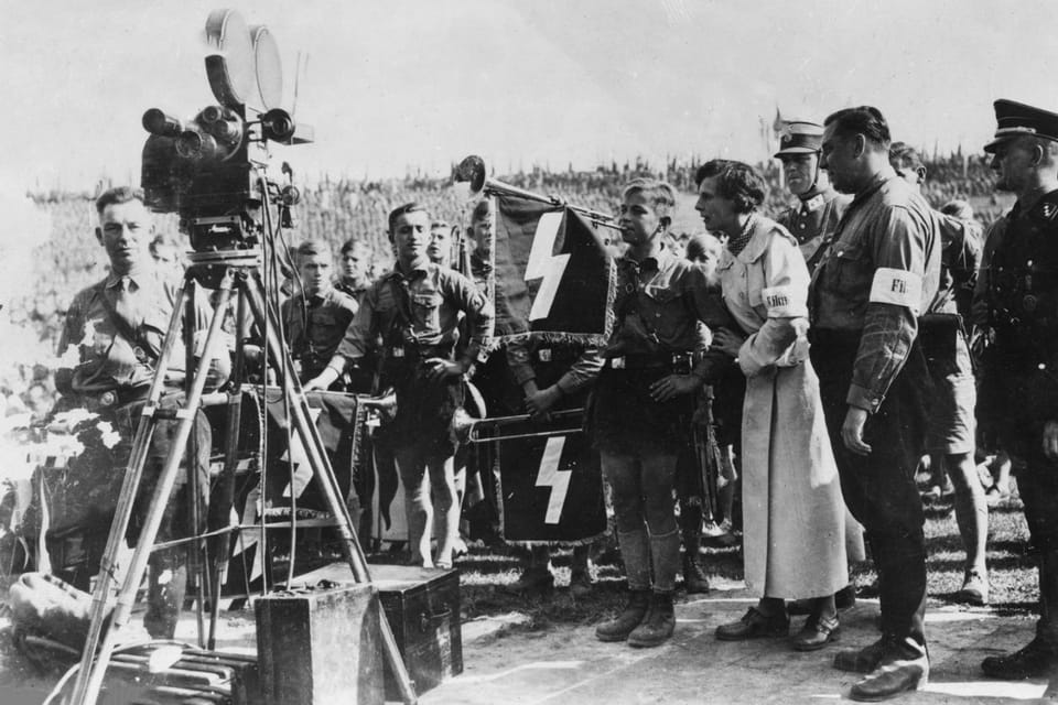 Leni Riefenstahl during filming for the propaganda film Triumph of the Will