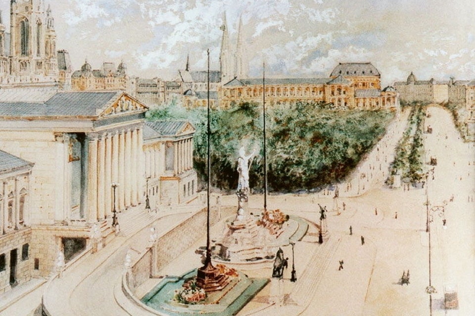 Watercolor, attributed to Adolf Hitler, around 1910.