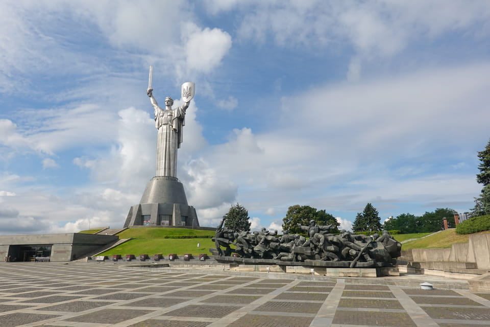 Main square of the Kyiv WW2 Memorial Complex — 30,000-person capacity, former site of Soviet-era May 9 Victory Day commemorations (discontinued in Ukraine after 2015 / 2022)