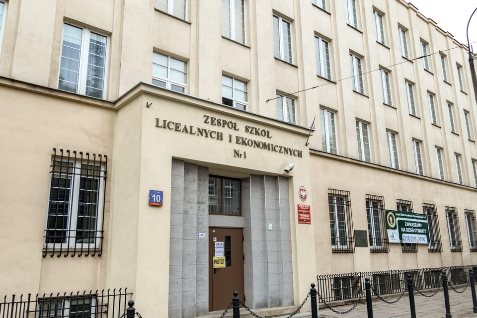 Former Stawki 4/6 building (now Stawki 10), Warsaw today — home of the Nicolaus Copernicus High School, backdrop of the 1942 Umschlagplatz photographs