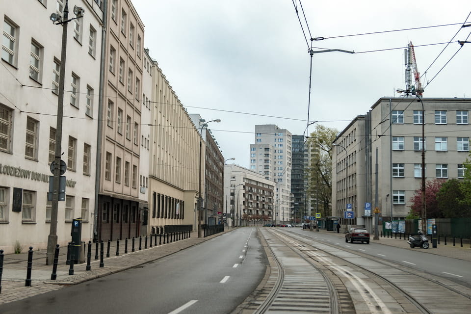 Stawki street in Warsaw and the site of the Umschlagplatz (1942) and of the infamous photo with rounded Jews