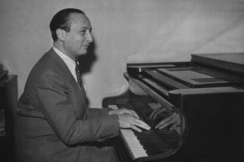 Władysław Szpilman (1911-2000) in the studio of Polskie Radio in Warsaw after years of hiding in Warsaw during the Holocaust