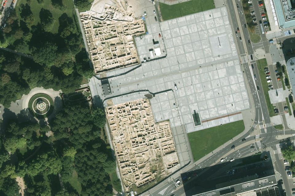 An excavation works on the site of the former Saxon Palace in Warsaw