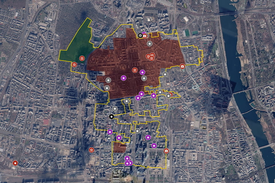 Warsaw Ghetto boundaries map then and now