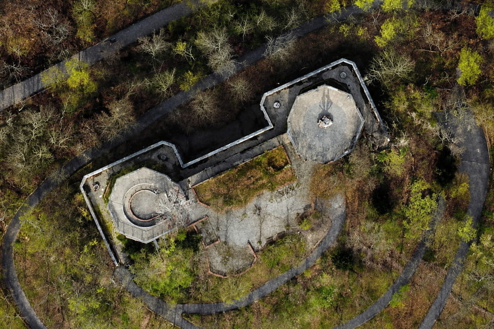 Humboldthain Flaak tower in Berlin, a satelite image