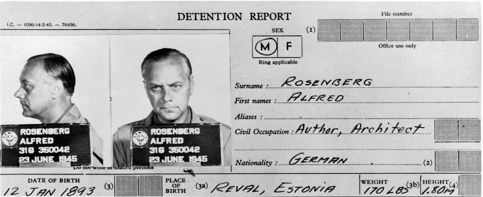 Arrested on May 18, 1945, by British forces, Rosenberg was relieved at first that he had not been handed over to the Soviets