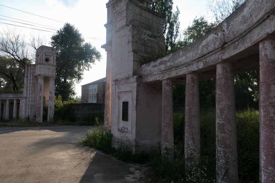 The gates of the Brovary airfield near Kyiv