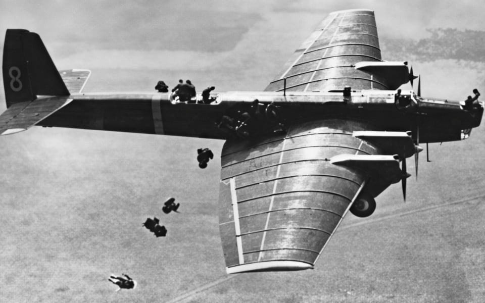 Throwing a parachute on the airport. 1935