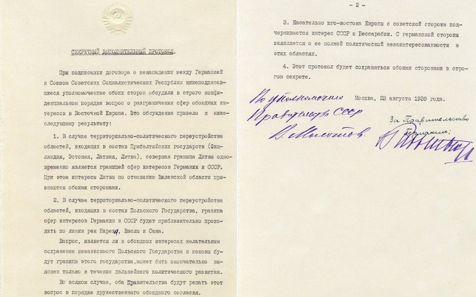 The secret additional Protocol to the German-Soviet Non-Aggression Pact of