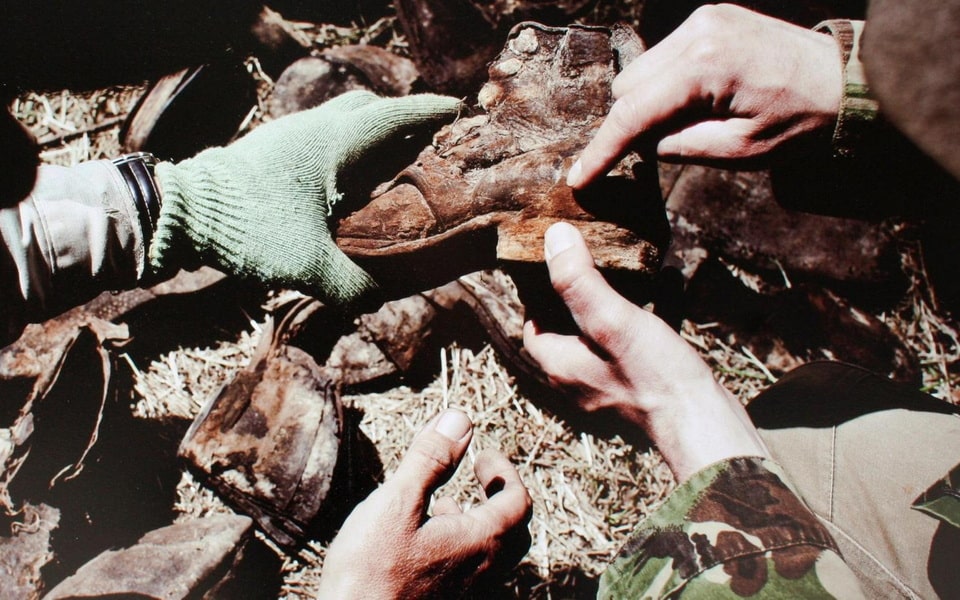 The remnants of the Polish army boots found in Bykivnia