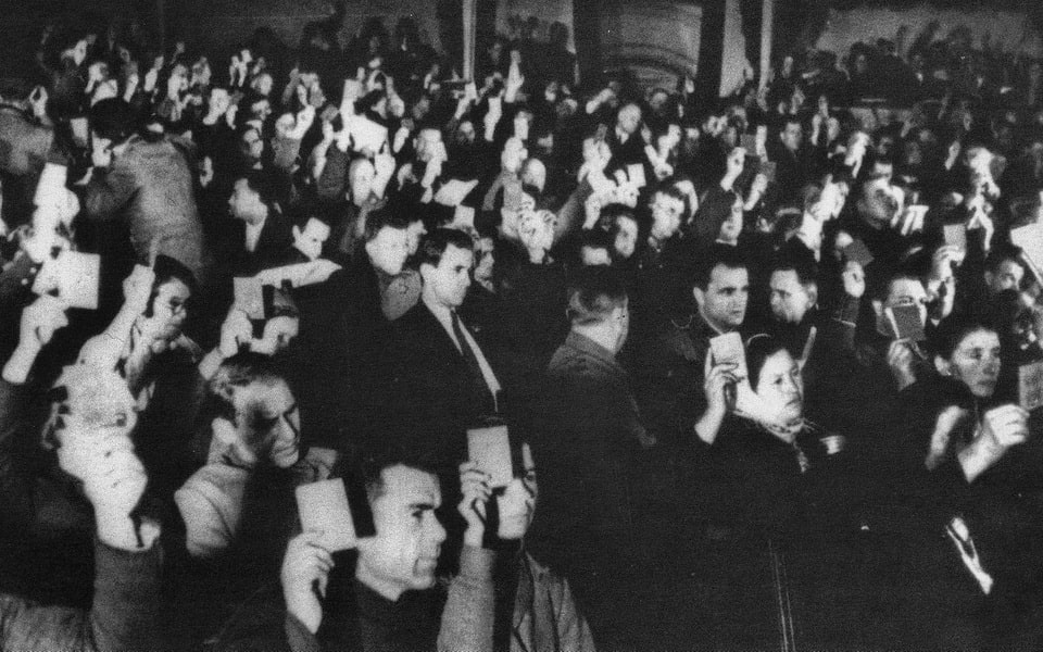 Extraordinary XIV Congress of the Ukrainian SSR. Delegates vote for a new constitution of the Ukrainian SSR