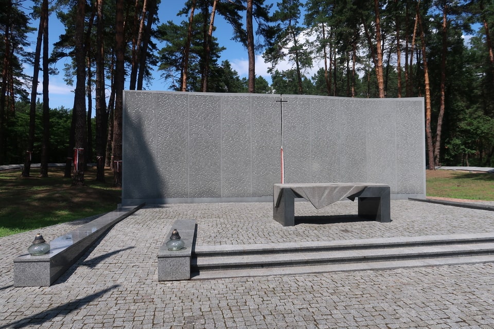 Memorial wall with 3,435 Polish victims' names at Kyiv-Bykivnia Polish War Cemetery — fourth Katyn site today