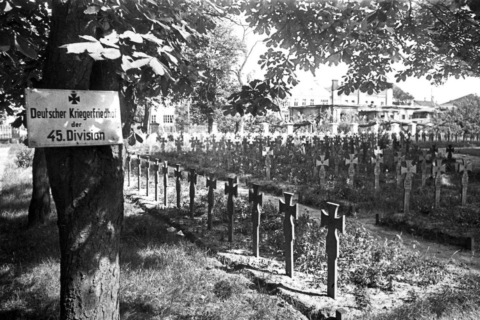 Military cemetery of soldiers of the 45th Wehrmacht Infantry Division (45. Infanterie-Division) in liberated Brest. The division suffered heavy losses in 1941 during
