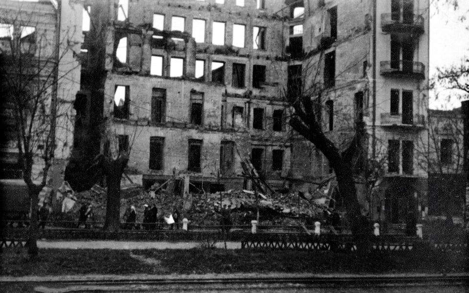 One of the devastated residential buildings in Dnipropetrovsk