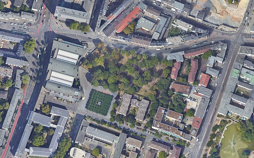 A modern satellite view of the Borneplatz Square