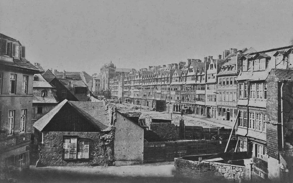 VIEW OF THE NORTHERN ROW OF HOUSES ON THE OLD JUDENGASSE 1872