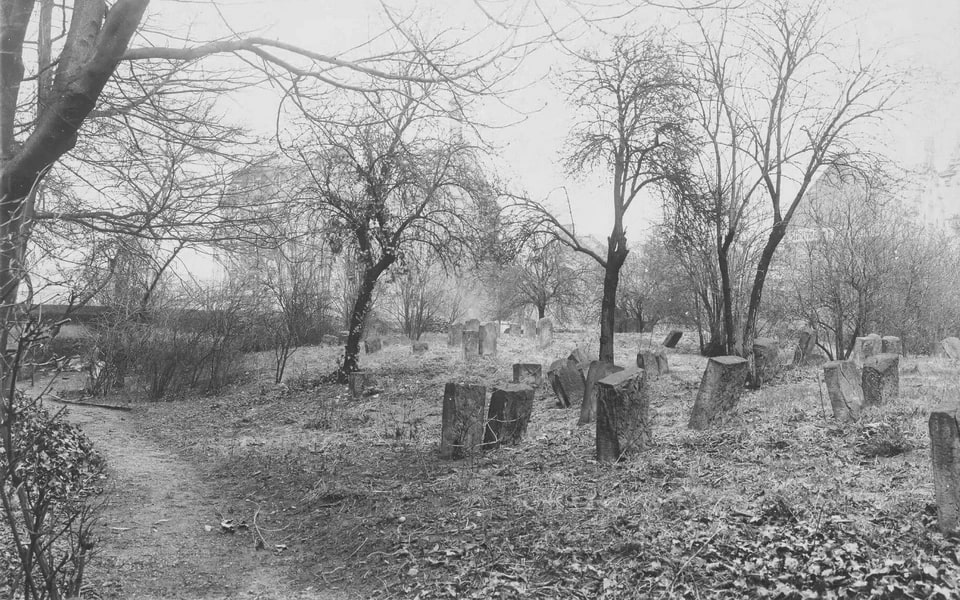 VIEW OF THE OLD JEWISH CEMETERY ON BÖRNEPLATZ 1917