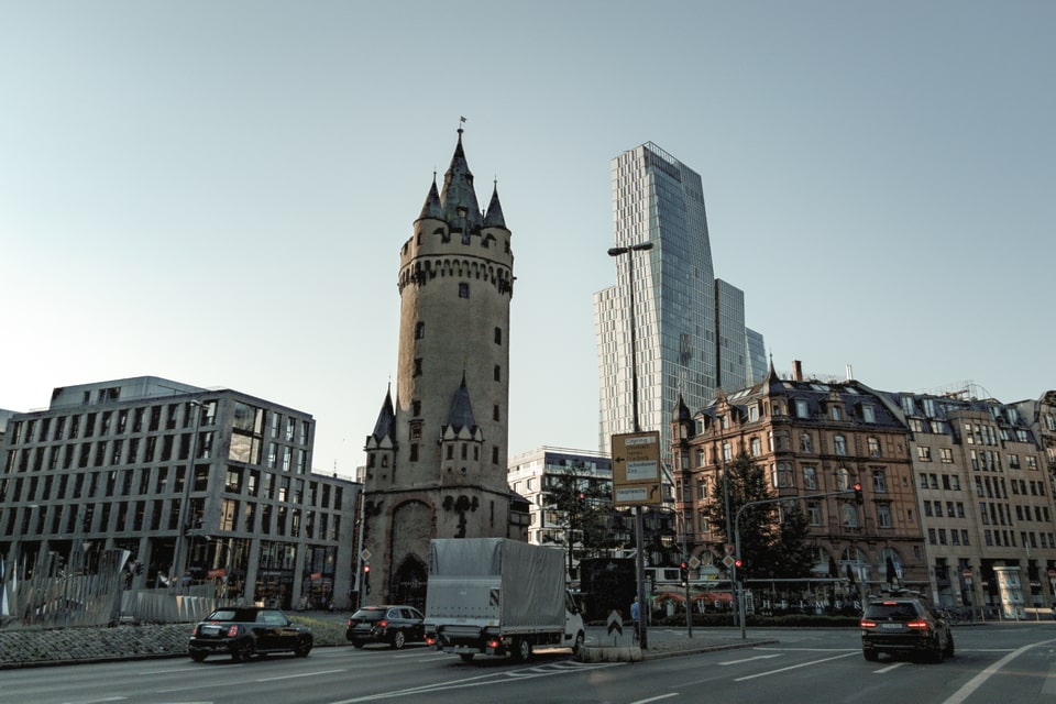 Modern city of Frankfurt am Main skyline — the city where 26,158 Jews lived in 1933 before the Holocaust