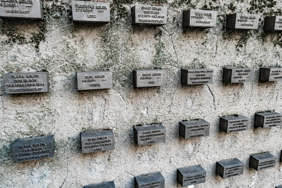 Jewish cemetery and Holocaust memorial in the center of Frankfurt, Germany