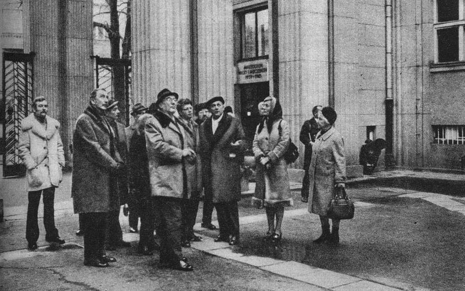 German jury in Mausoleum of Struggle and Martyrdom at 25 Szucha Avenue in Warsaw (former Gestapo HQ).