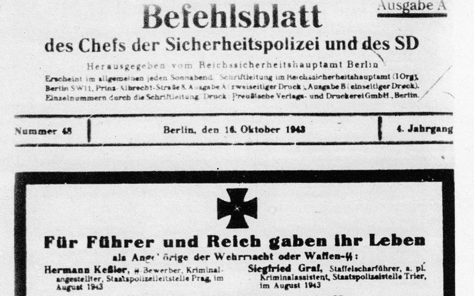 October 1943 - Death Notice Franz Burkl