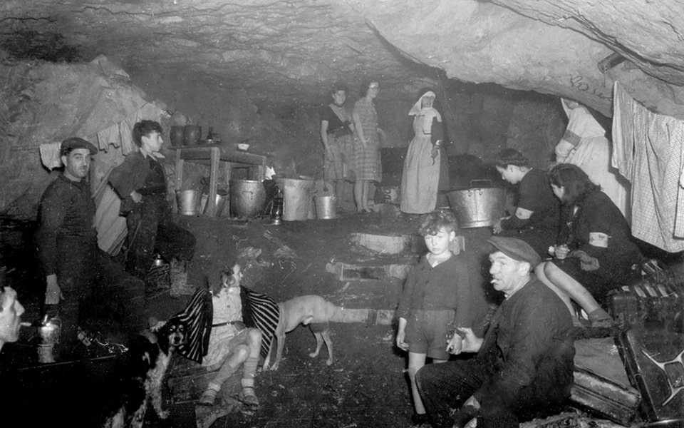 Nuns and refugees in a quarry in Fleury-sur-Orne