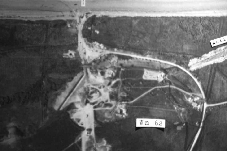 Aerial photo of German strongpoint Wn 62 from May 22, 1944