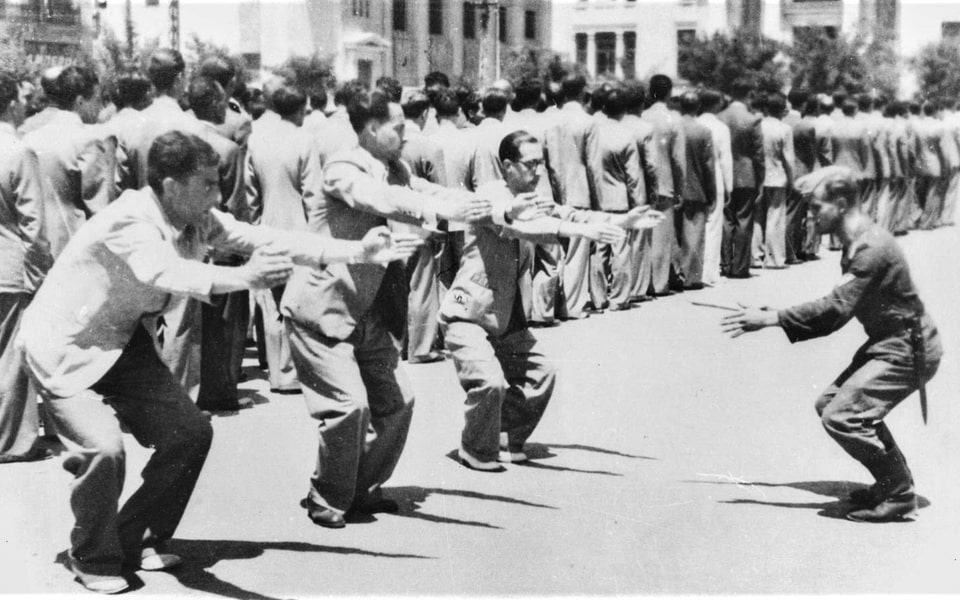 A Wehrmacht sergeant-major forces Jews to do gymnastics in Eleftheria Square in Thessaloniki. 1942