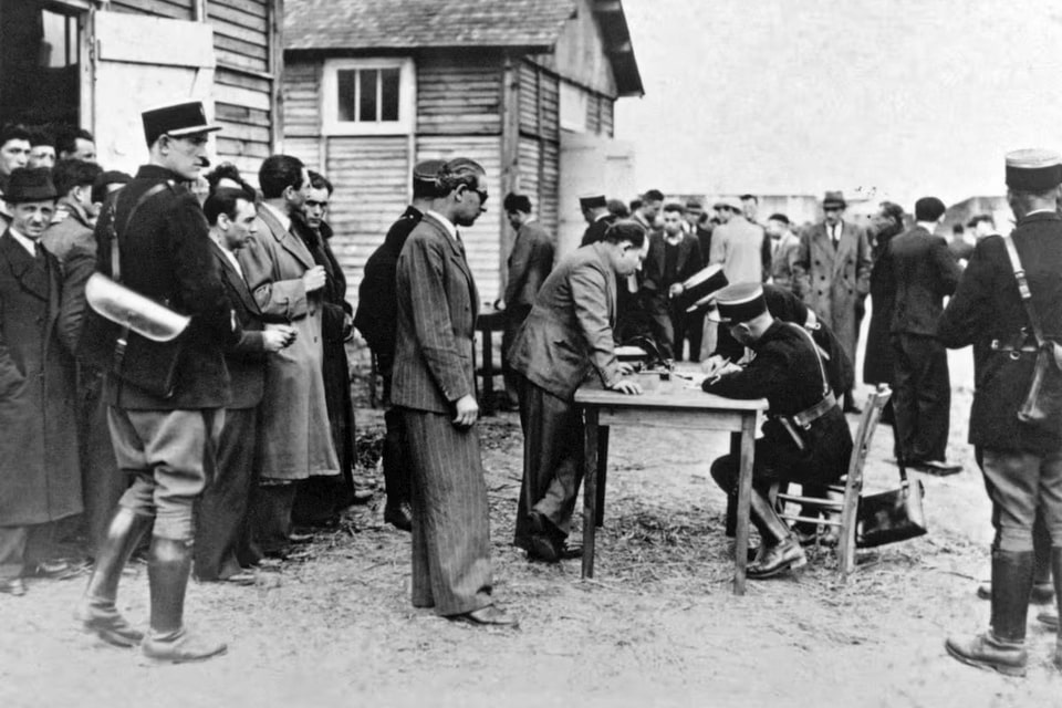Victims of the roundup registered on arrival by French gendarmes at the Pithiviers internment camp