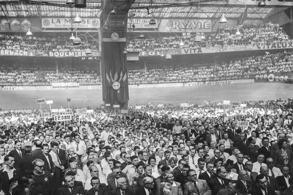 Demonstration of former prisoners of war, at the Vel d'Hiv (Velodrome d'Hiver), Paris, September 3, 1950 2