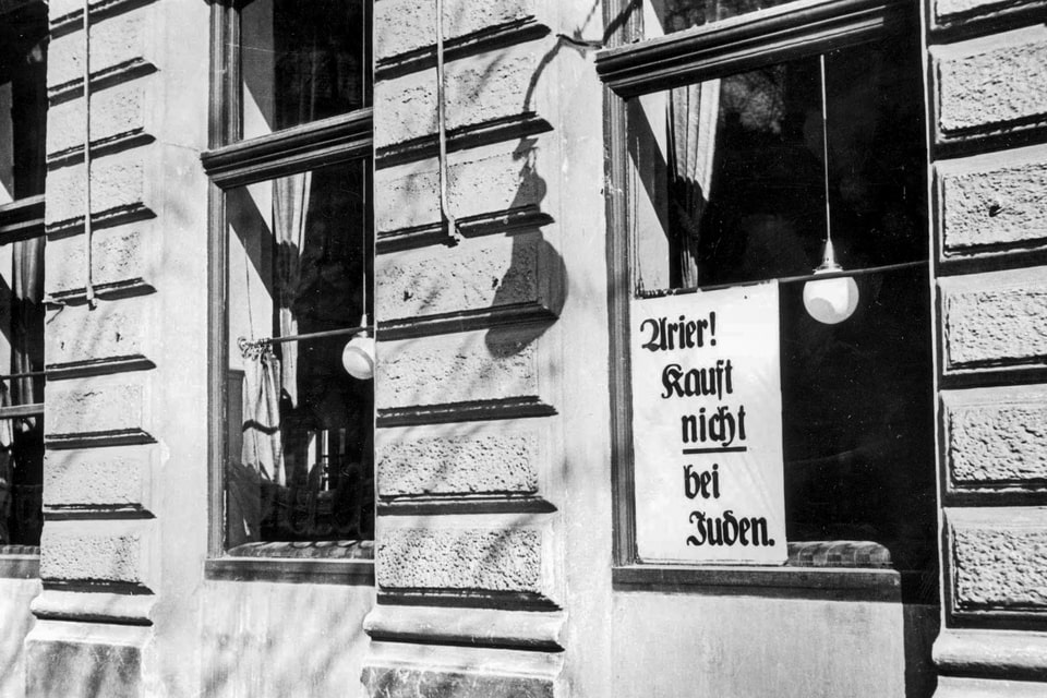 Vienna, Austria, A sign on a store We do not purchase from Jews, 1938