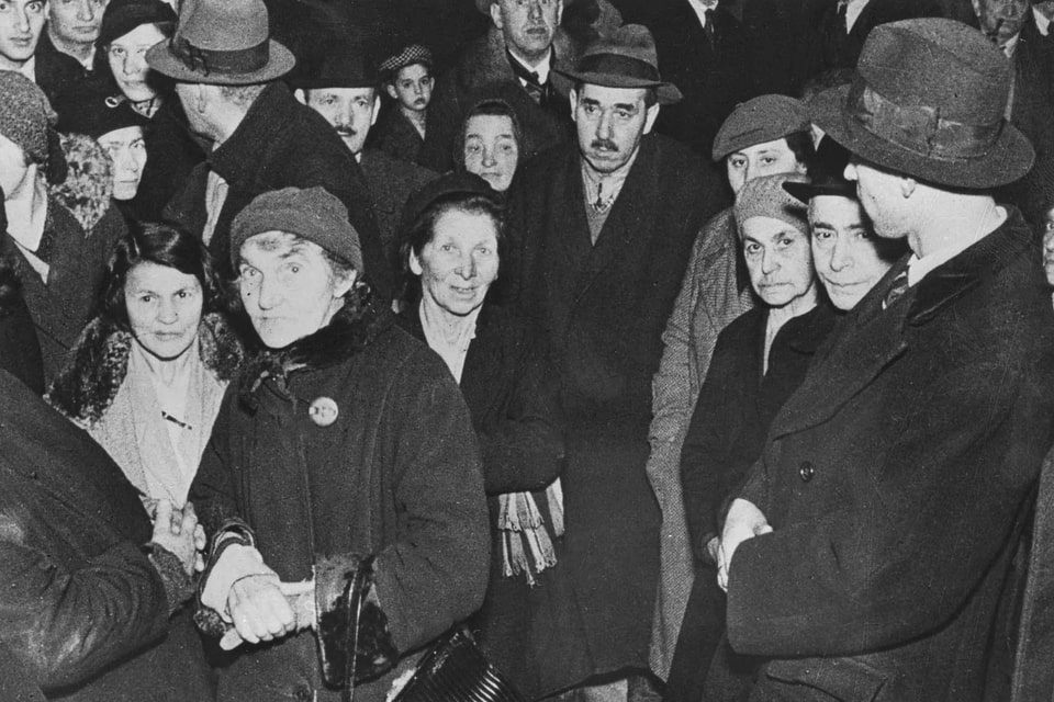 Vienna, Austria, Jews lining up for emigration permits, March 1938
