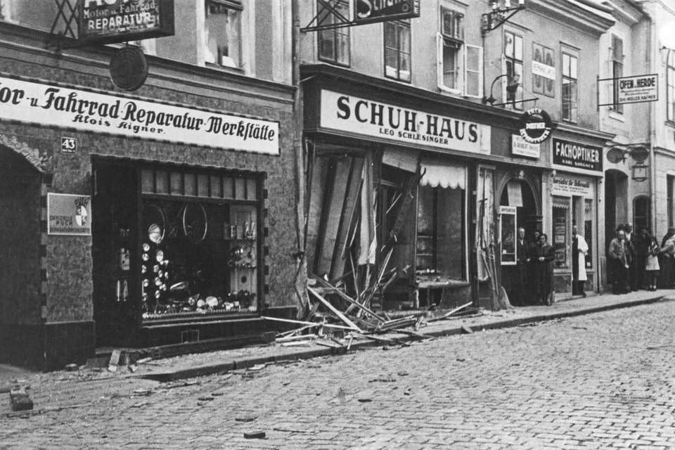 Vienna, Austria, A Jewish-owned shoe store that was destroyed by the Nazis on Kristallnacht