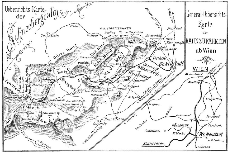 Overview map of the Schneeberg Railway from 1897