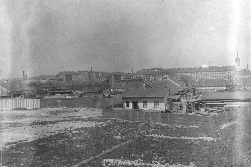 The area between Landstraßer Gürtel, Aspangbahnhof, and the rapid transit line before its construction. Across from Aspangbahnhof 1900