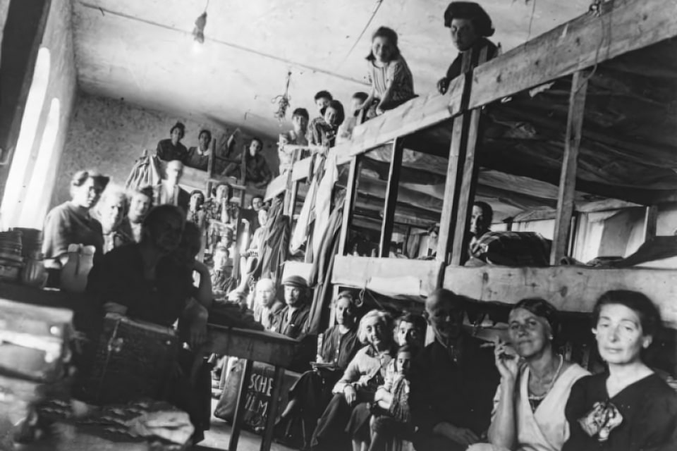 Jewish women in barracks in the Opole