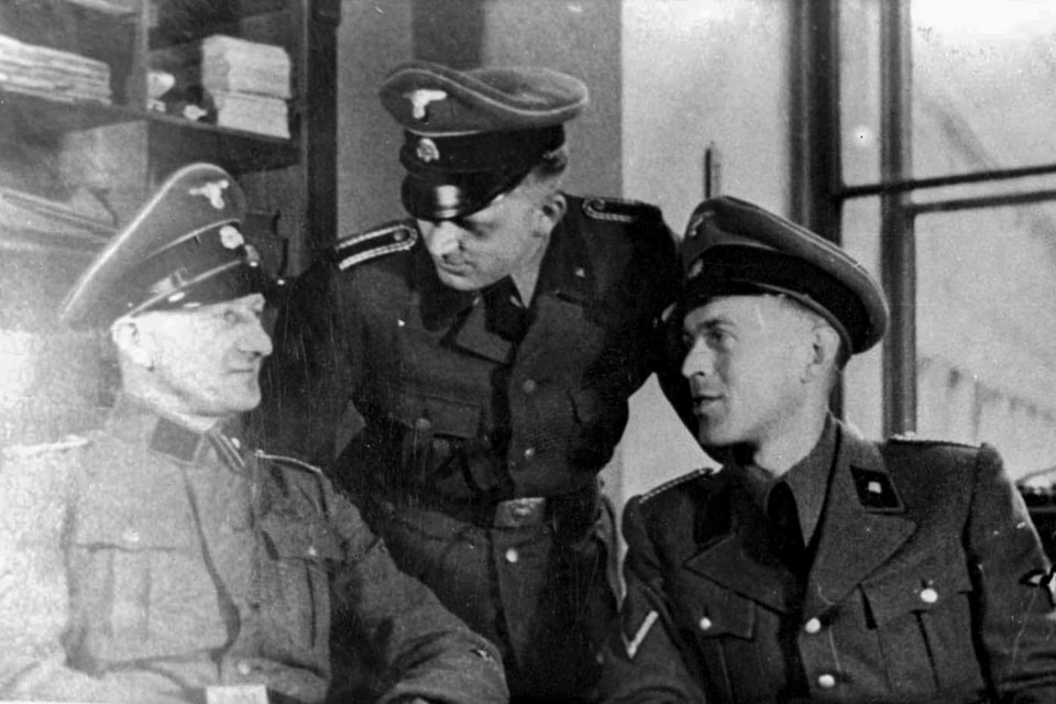 Three SD men Anton Zitta, Josef Weisl and Scharfuehrer Stiasny