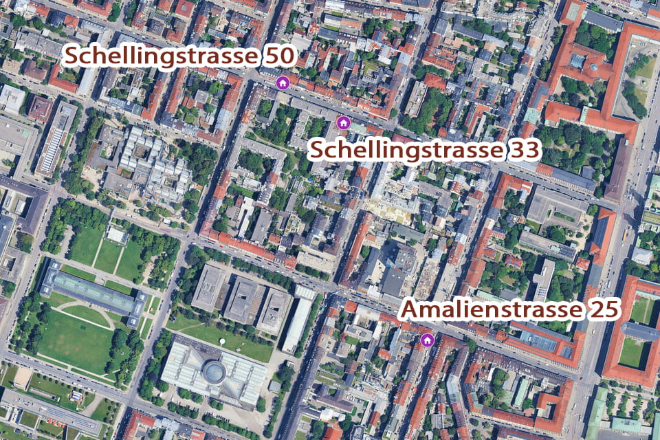 heinrich Hoffmann's photo ateliers in Munich today: map with locations