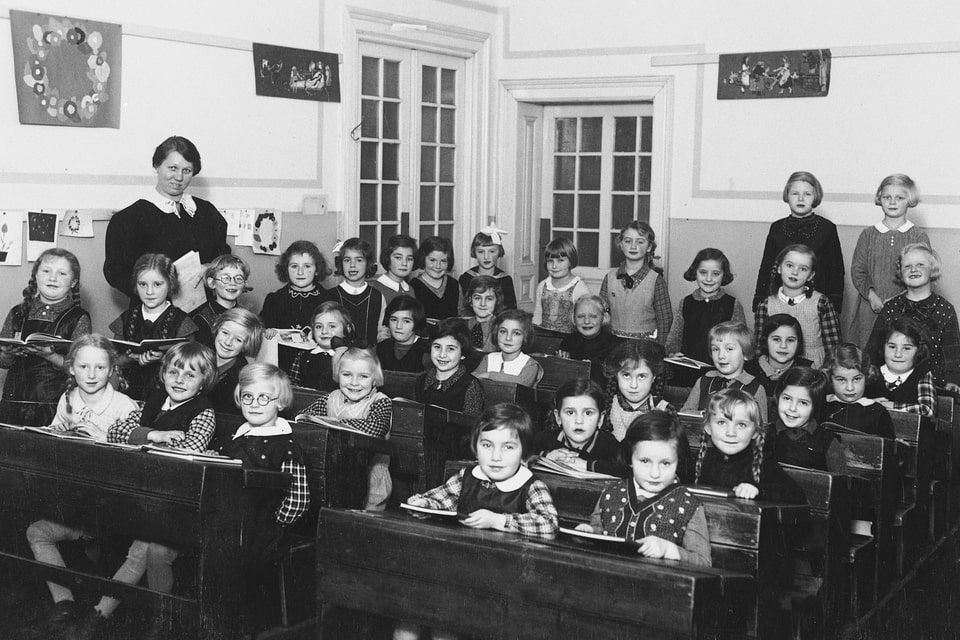 Austrian and Jewish children in the Schubert Schule in Vienna. 1936