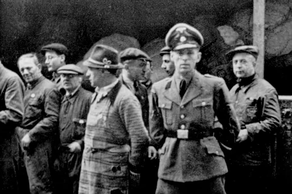Vienna, Austria, Weiszl, SD man, posing in front of deported Jews