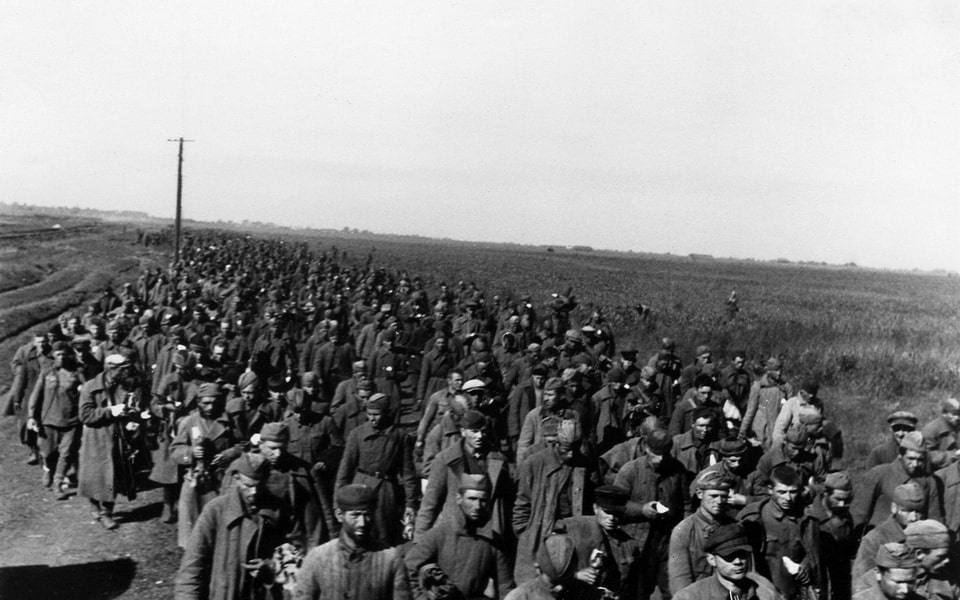Exhausted red army pows