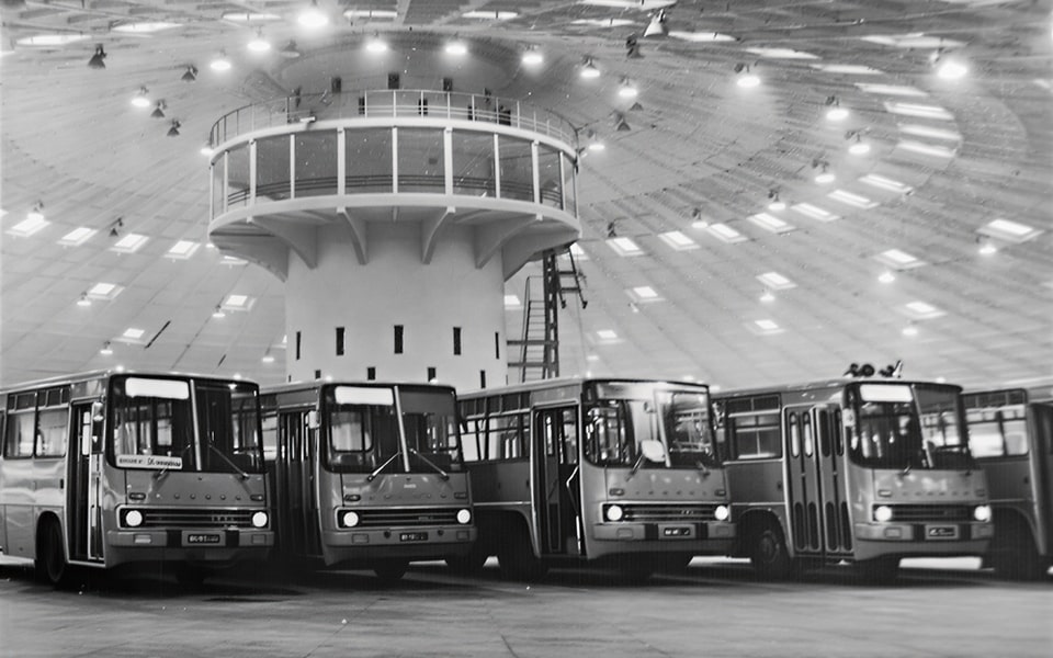 Inside Bus Depot No. 7 in the 1980s
