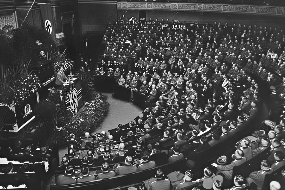 Alfred Rosenberg speaks to the French National Assembly. October 28, 1940