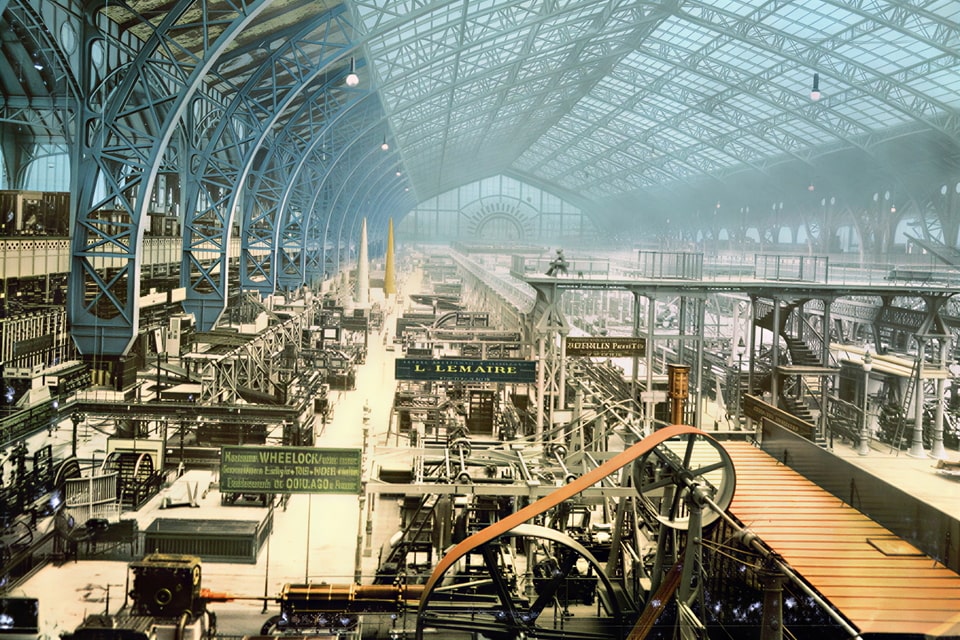 Interior view of the giant Machine Hall