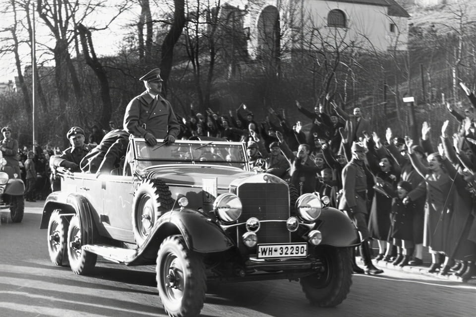 Adolf Hitler enters Vienna on 14 March 1938