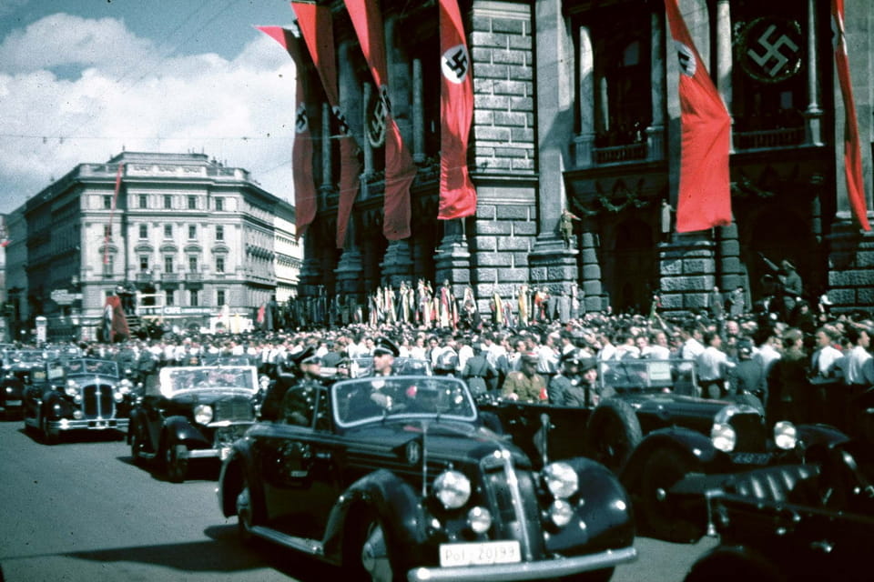 Hitler makes his triumphant entry into the Austrian capital on March 15, 1938, after the annexation of this nation to the Third Reich