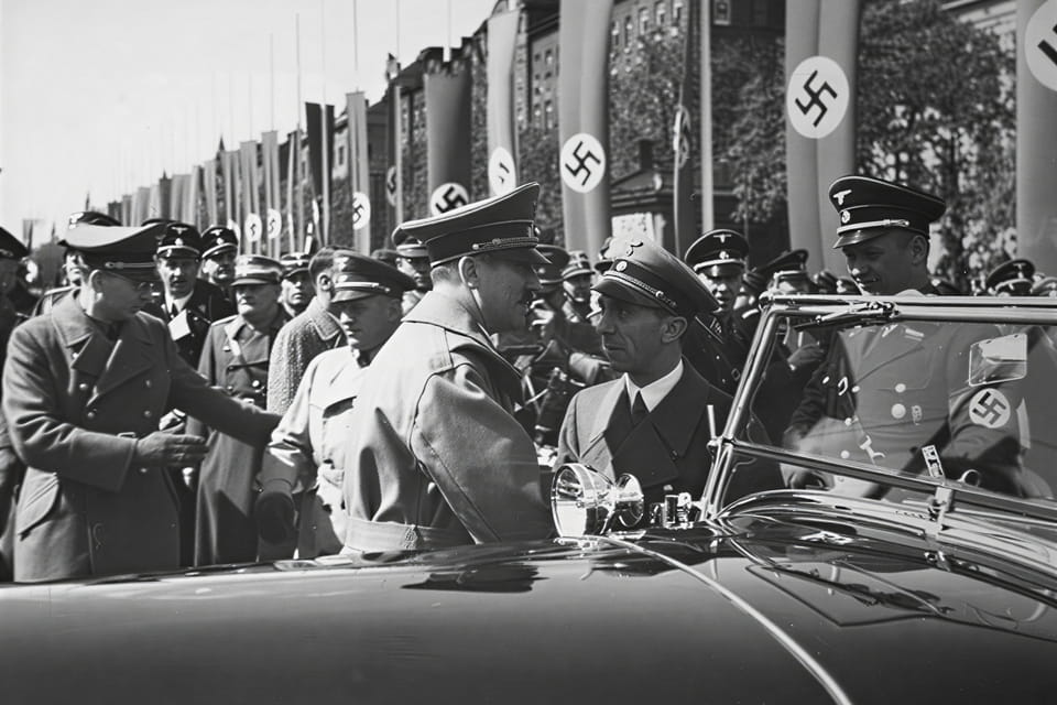 Adolf Hitler and Joseph Goebbels in Vienna, April 9