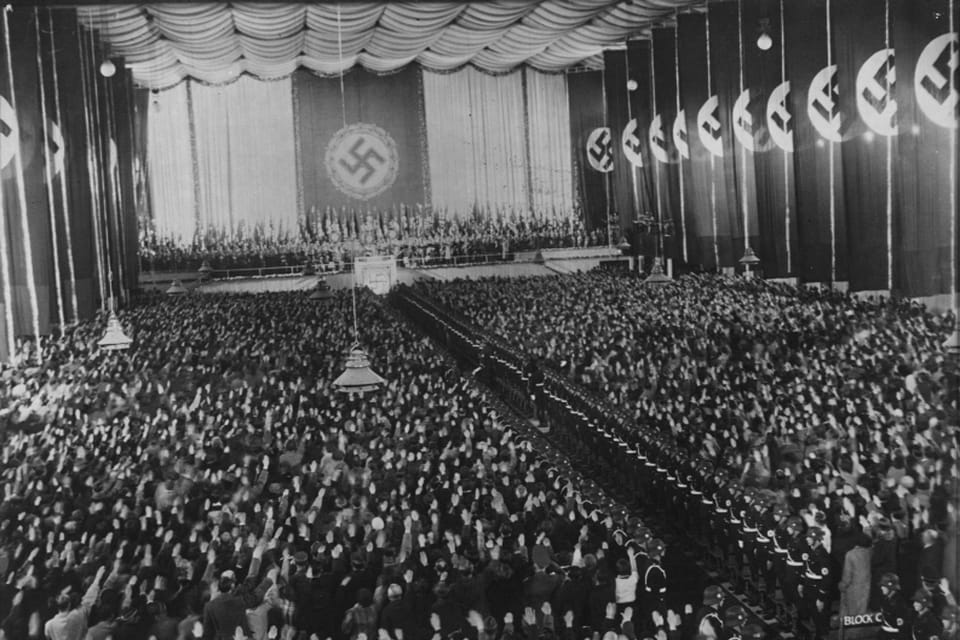 Hitler's closing campaign speech in the Nordwestbahnhalle, Vienna, evening of 9 April 1938